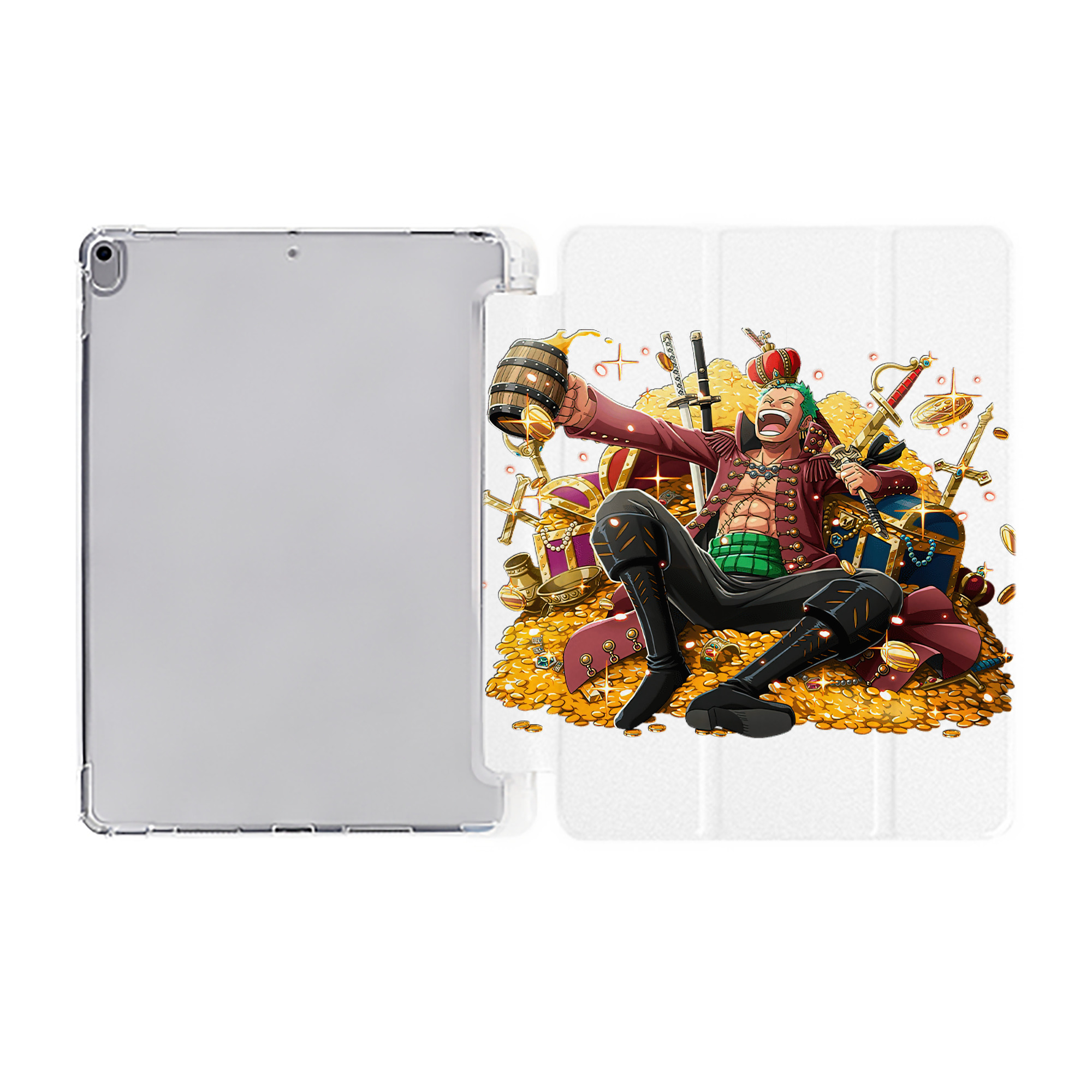 （画像用） ワンピース ロロノア・ゾロ ONE PIECE Roronoa Zoro IPad ケース ペン収納付き 三つ折りスタンド PUレザー×シリコン 対応機種9.5/10.5/10.9インチ